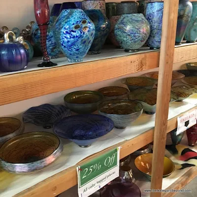 sale shelves at Lindsay Art Glass in Benicia, California