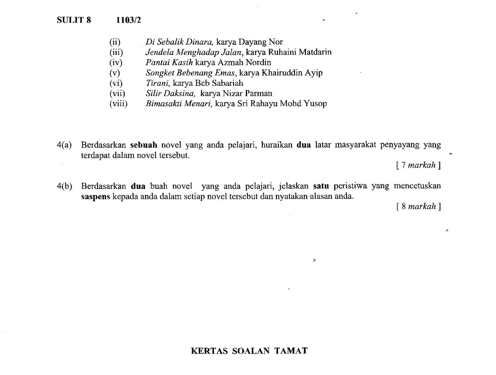 Cadangan pelajar Negeri Terengganu, soalan 4 (a):-