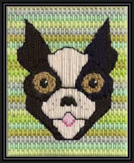 Simple needlepoint of a Boston terrier