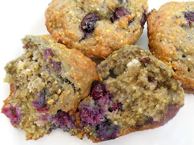 blueberry goat cheese muffins with cherry jam