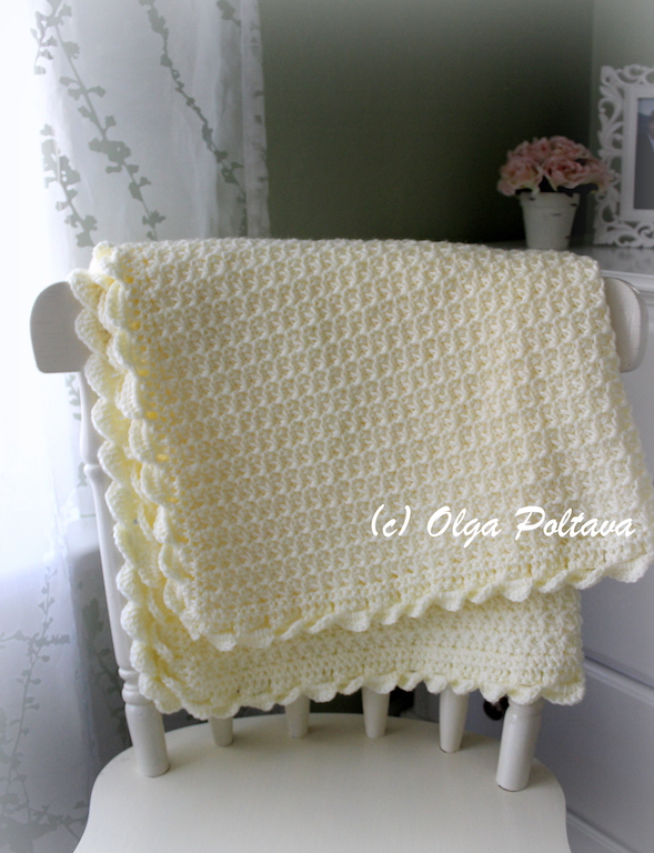 Lacy Crochet Crochet Star Stitch Baby Afghan with Scalloped Trim