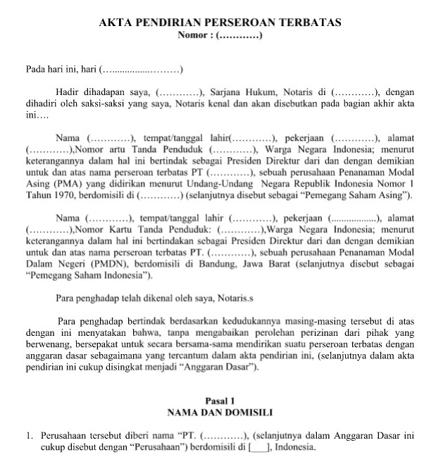 contoh akta pendirian pt contoh akta pendirian pt