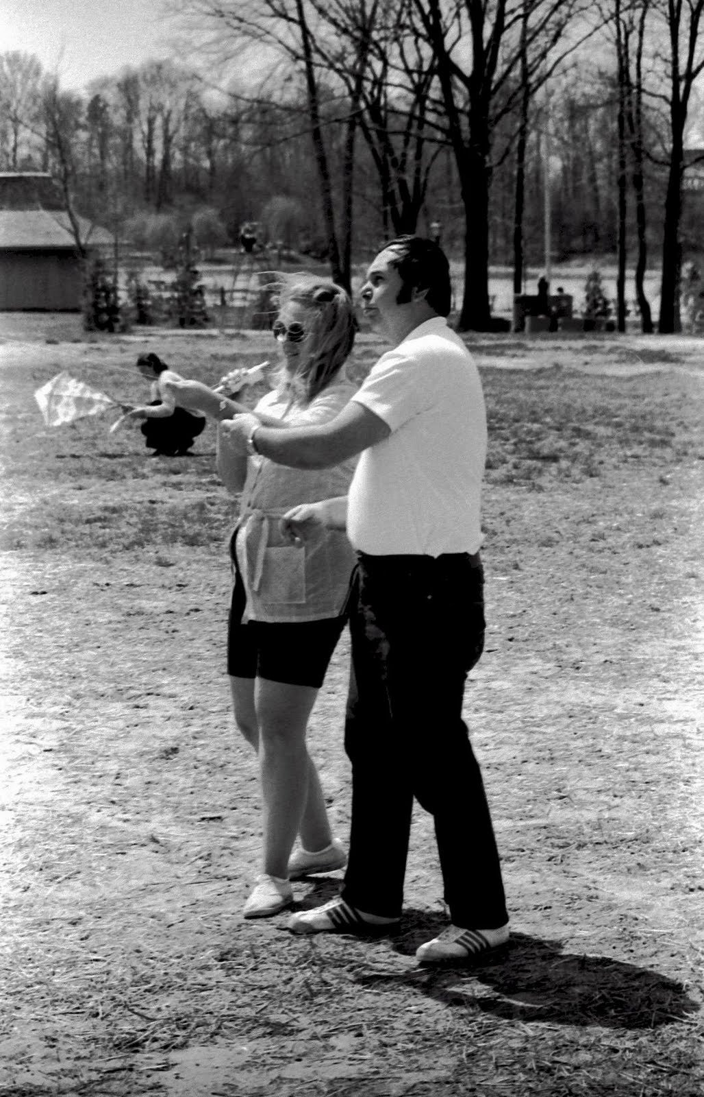 Bowie Living Flying Kites at Allen Pond, April, 1973