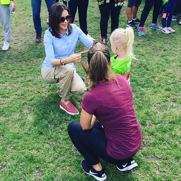 Crown Princess Mary attended the Children's Relay 2017 held at the Fælledparken in Copenhagen as patron of the Mary Foundation