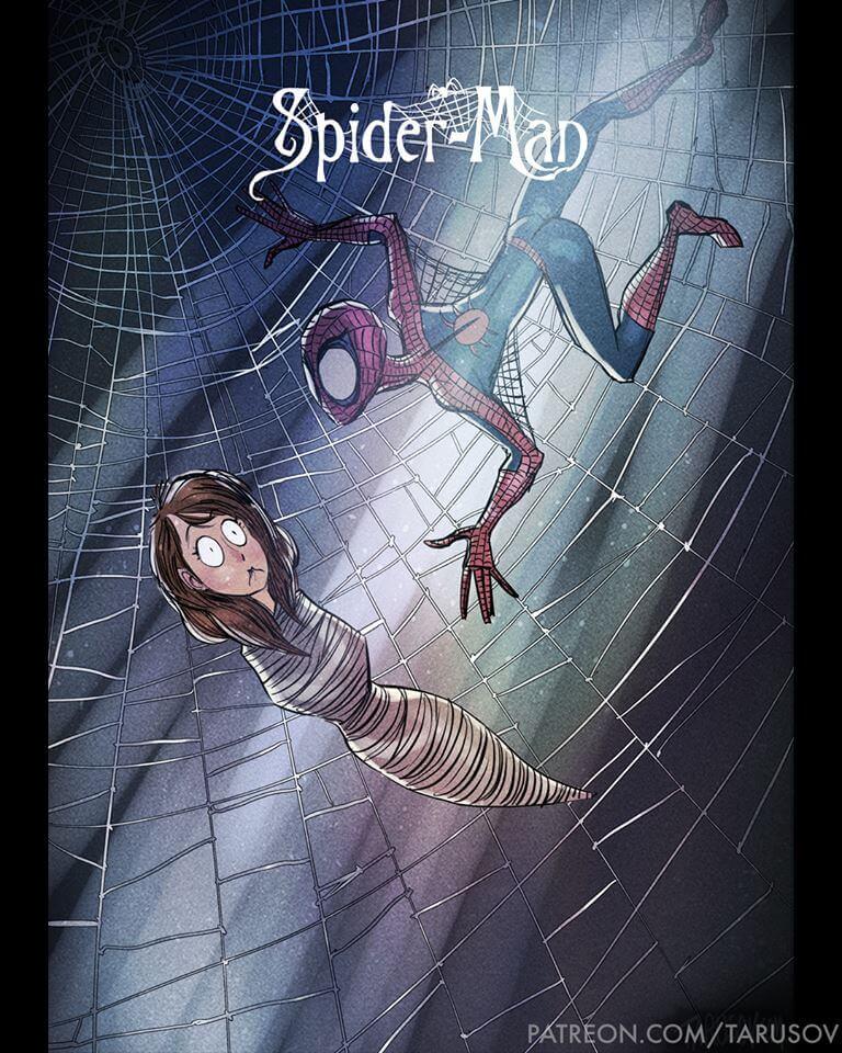 Spider-Man al estilo Tim Burton Superhéroes Marvel y DC Comics al estilo Tim Burton