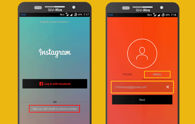 wd-kira, Cara membuat akun instagram pada smartphone android, windows phone dan IOS, cara membuat instagram memnggunakan hape, cara membuat akun instagram menggunakan ponsel, cara daftar instagram mudah dan cepat