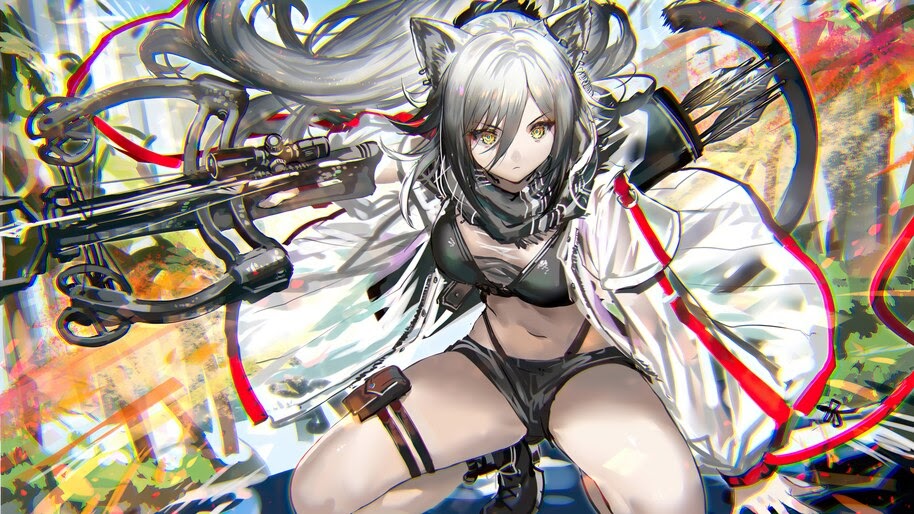 Anime, Girl, Crossbow, Schwarz, Arknights, 4K, #6.1848