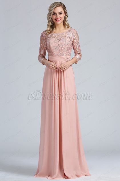  Blush A-line Overlace Prom Evening Dress