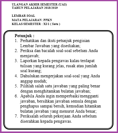 Soal Ujian Uas Pkn Kls 10 Semester W