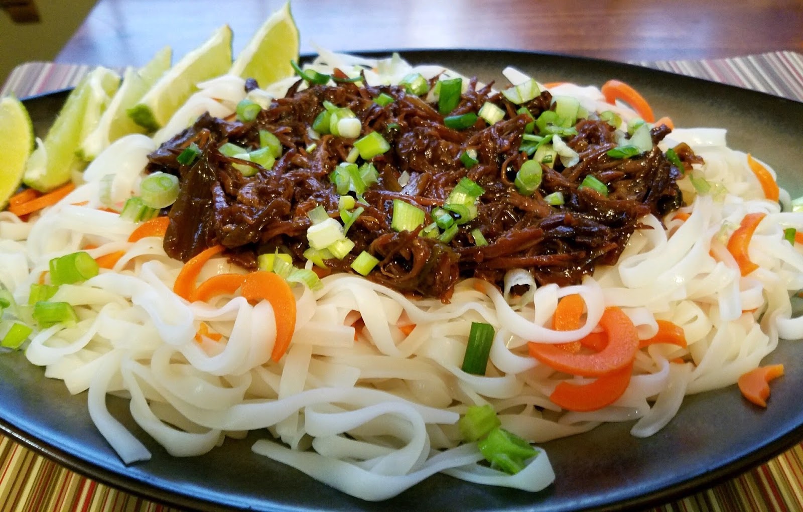 Hot Dinner Happy Home Slow Cooker Korean Short Ribs with Noodles