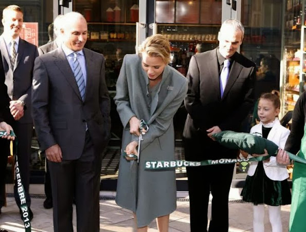Princess Charlene of Monaco attended the inauguration of a coffee shop company store 'Starbucks' in Monaco