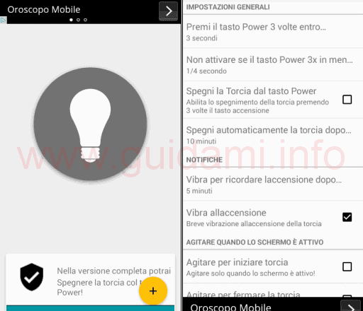App Torcia con Tasto Power per Android