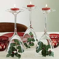 Decoração de Mesa de Natal com copos e velas