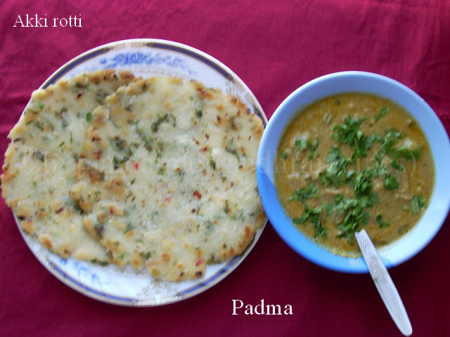 plantain leaf(Andhra Recipes): Akki Rotti (rice flour roti)