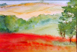 poppy aveyron field near france matted karla nolan watercolor painting