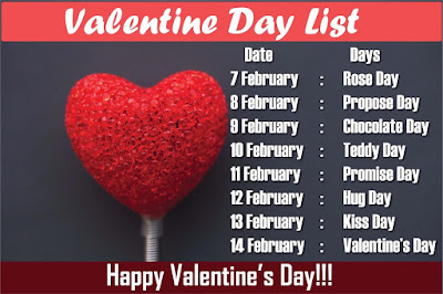 Valentine day Week List 2019