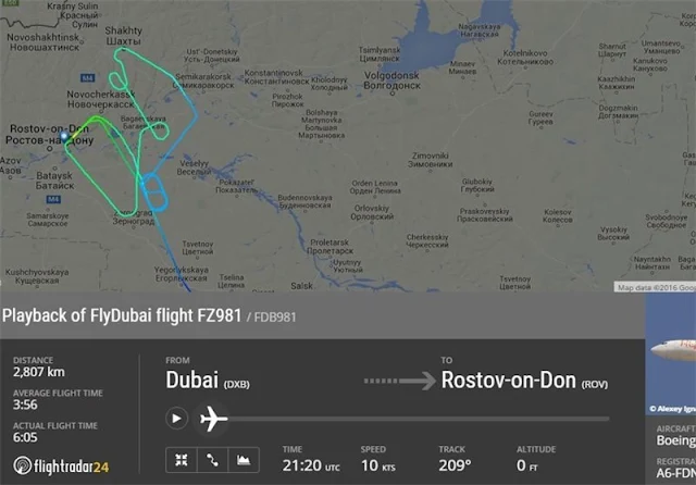  Image Attribute: FlyDubai FZ981 Flight Path via FlightRadar24