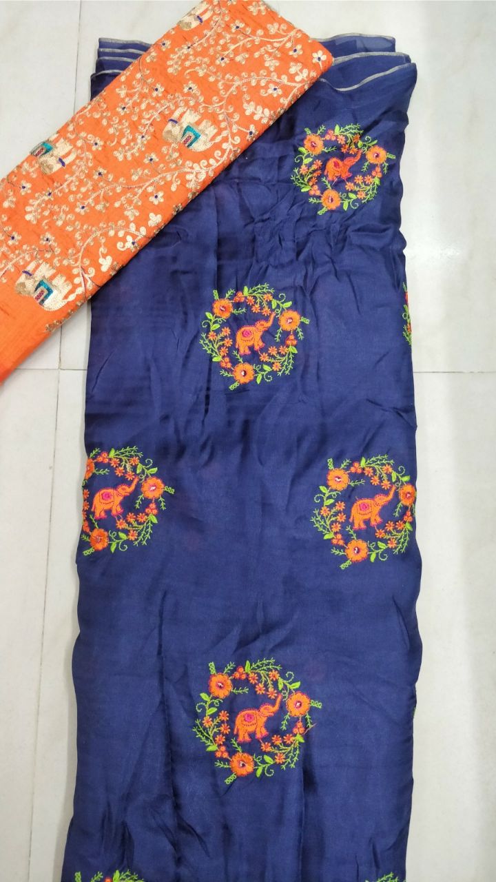 Jute georgette sarees with designer blouse | Buy Online georgette sarees