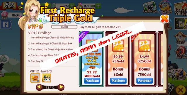 cara mendapatkan gold ninja heroes gratis