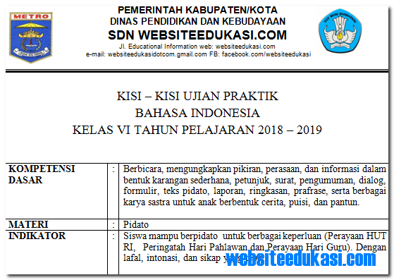 Soal Praktik Bahasa Indonesia Kelas 9