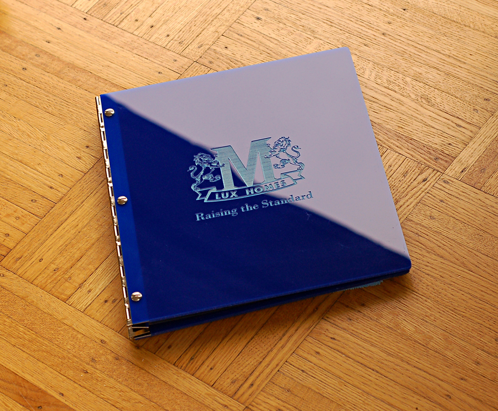 Fashion Design Portfolio Book 11 blue acrylic portfolio book with custom engraving treatment