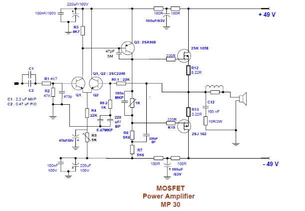 100W Mosfet Power Amplifier Circuit Image - Home Wiring Diagram