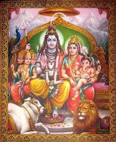 God Shiva with his family, and Nandi sitting near