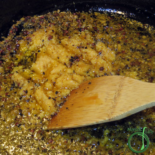 Morsels of Life - MaPo Tofu Step 4 - Mix in garlic, cooking until fragrant.