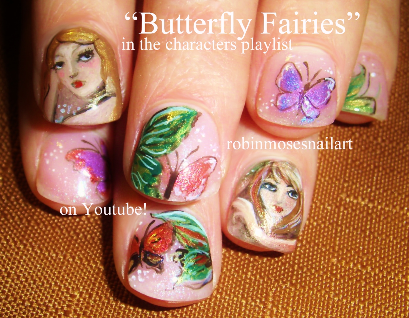 Nail Art by Robin Moses Fairy Nail Art "fairy nails" "faerie nails" "cute fairies" "fairy