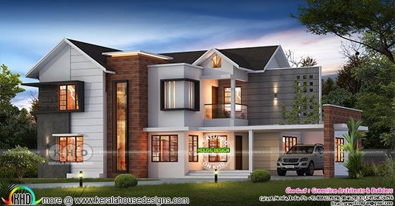 5 bedroom modern house plan in 4100 sq-ft - Kerala home design and