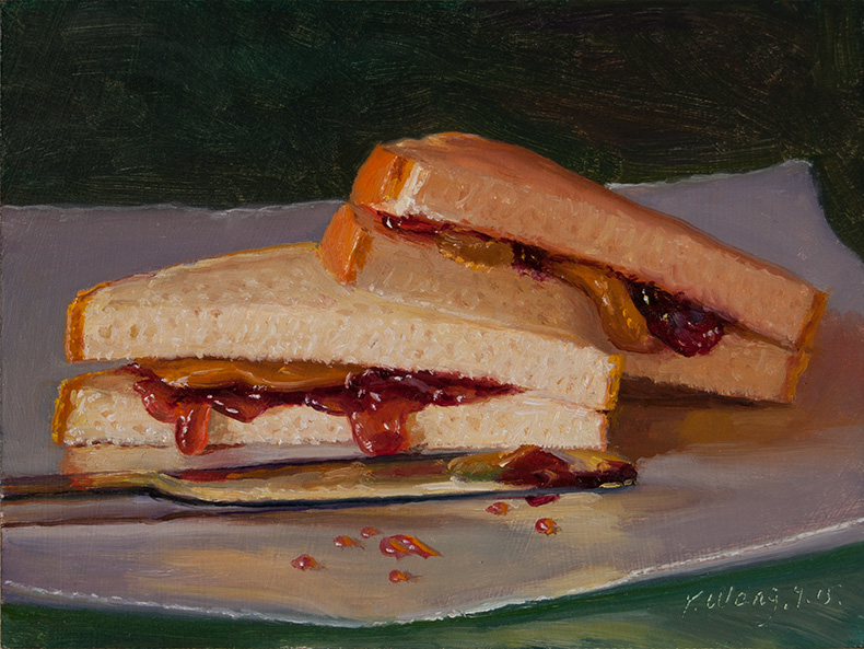 Wang Fine Art peanut butter and jelly sandwich pb&j painting food original still life daily