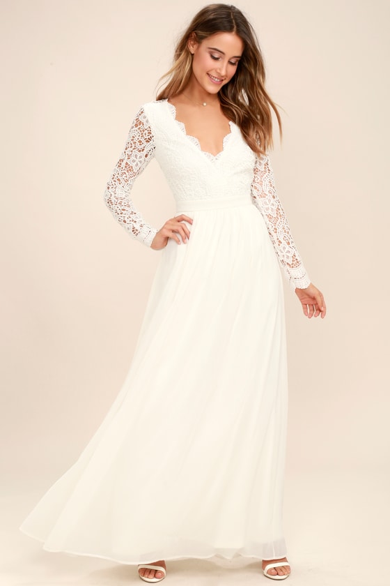 flynn white lace maxi dress