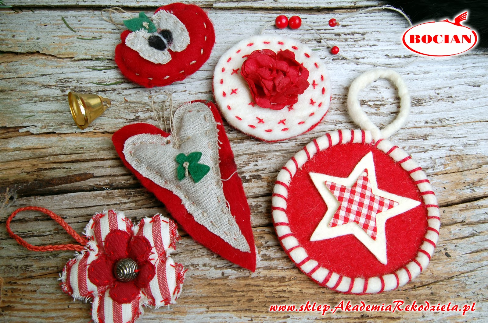 Akademia Rękodzieła BOCIAN Ozdoby z filcu i patchworku na Święta Bożego Narodzenia