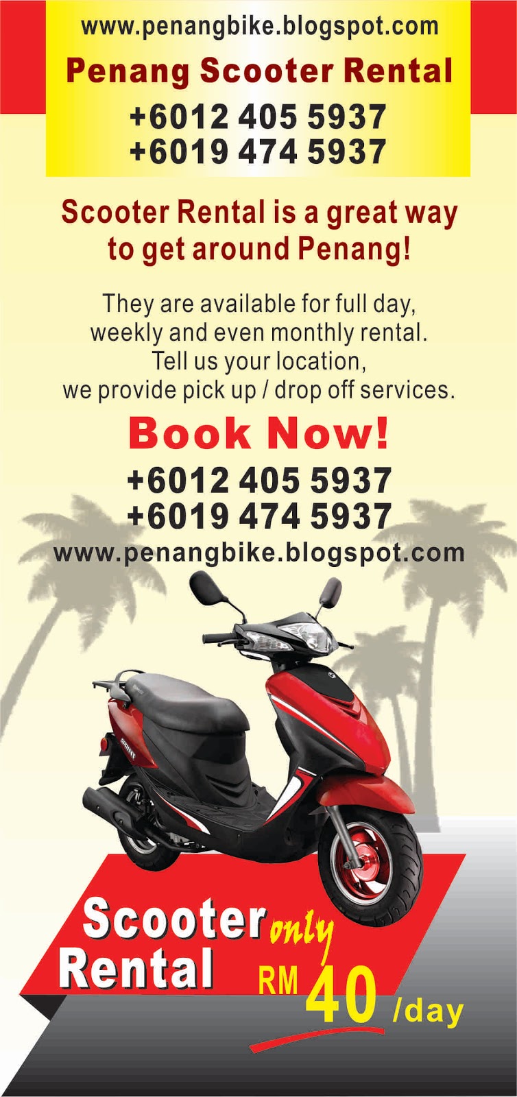 Sewa Motor Penang/Motorbike Rental Penang/Motorcycle Rental Penang