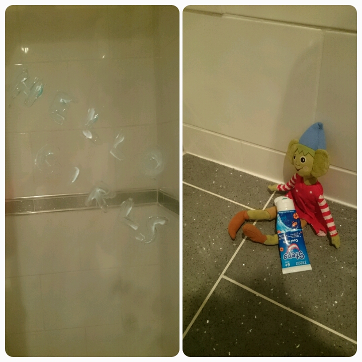 elf on the shelf toothpaste mess
