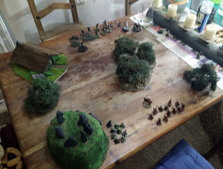 Some of my scenery, set up for a game Some of my scenery, set up for a game