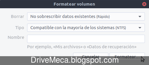 Formateamos la USB en modo NTFS