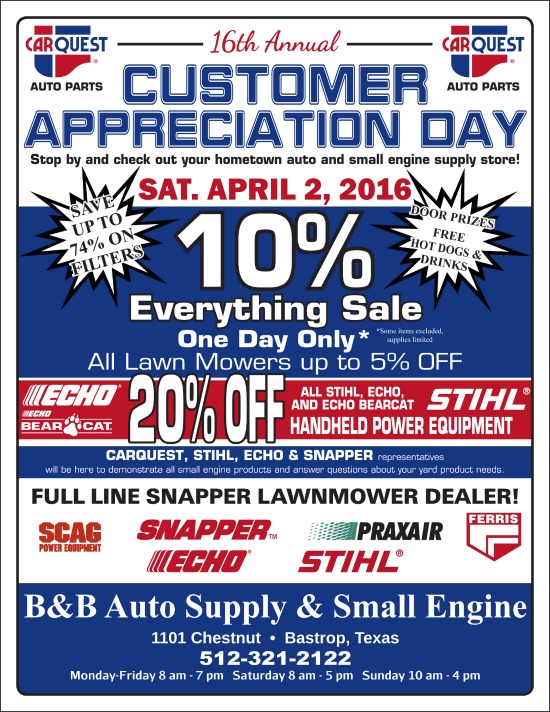 B&B Auto Supply Customer Appreciation Day 2016
