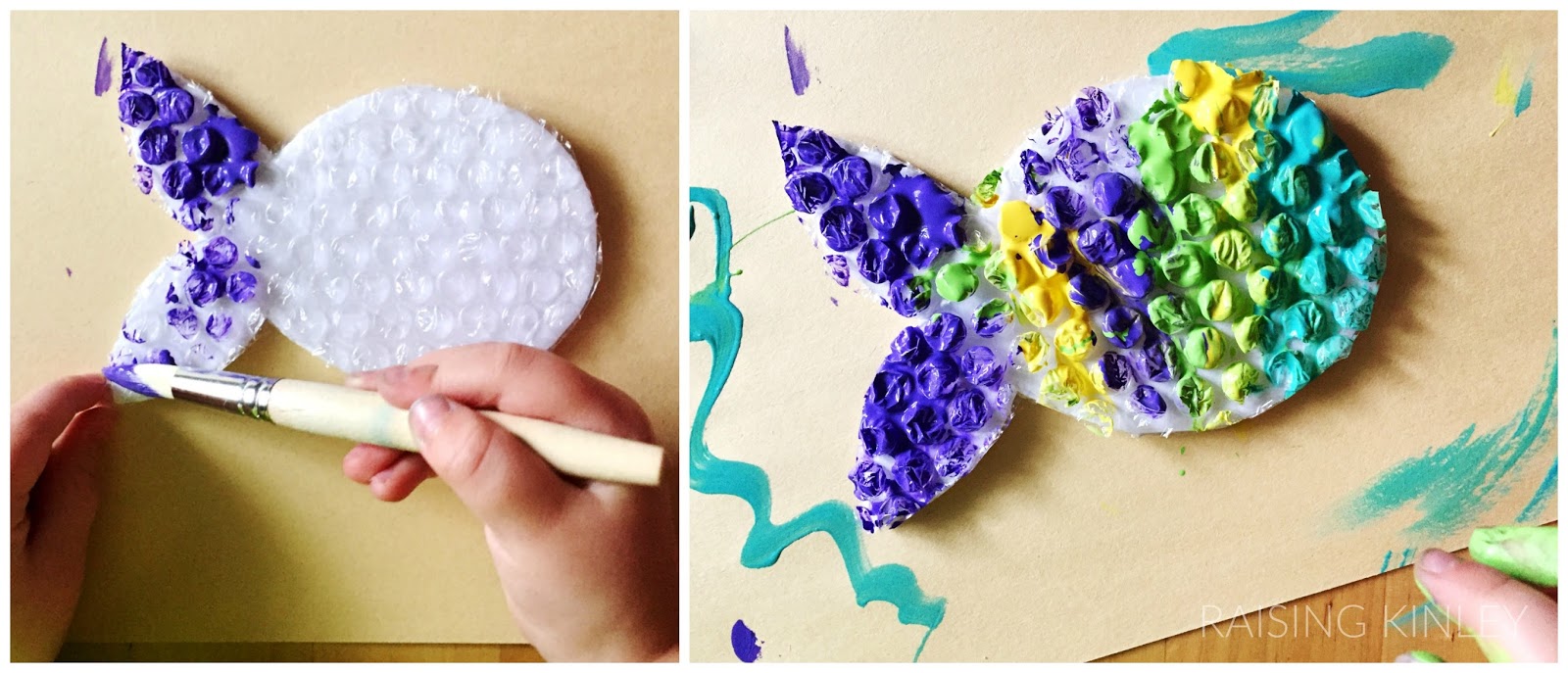 BUBBLE WRAP FISHIES IN A PROCESS ART SEA Raising Kinley