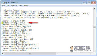 Mengaktifkan ekstensi php curl di php.ini