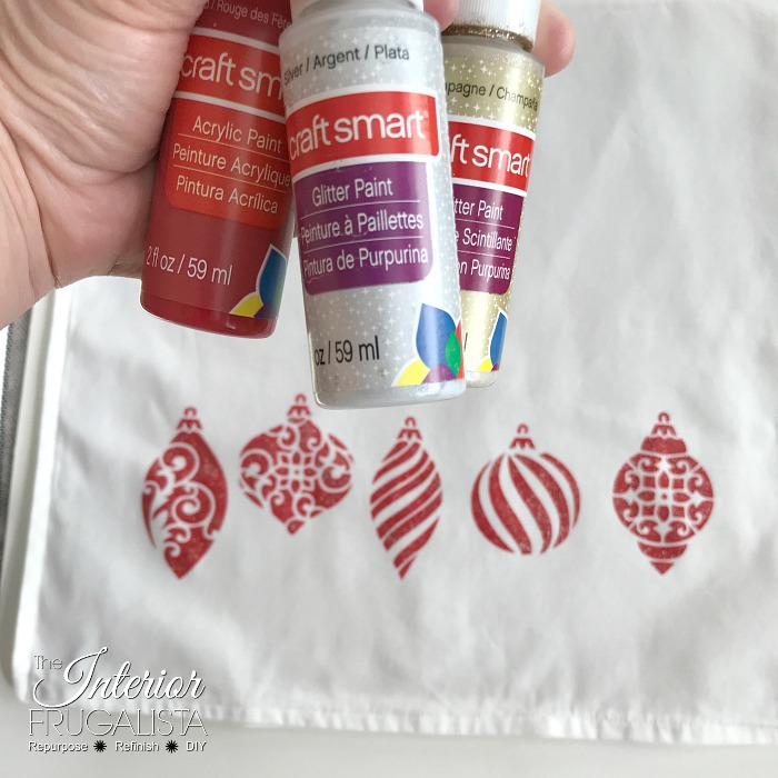 Stenciled Ornament Pillow Covers With Craft Paint