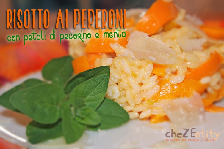 risotto ai peperoni con petali di pecorino e menta