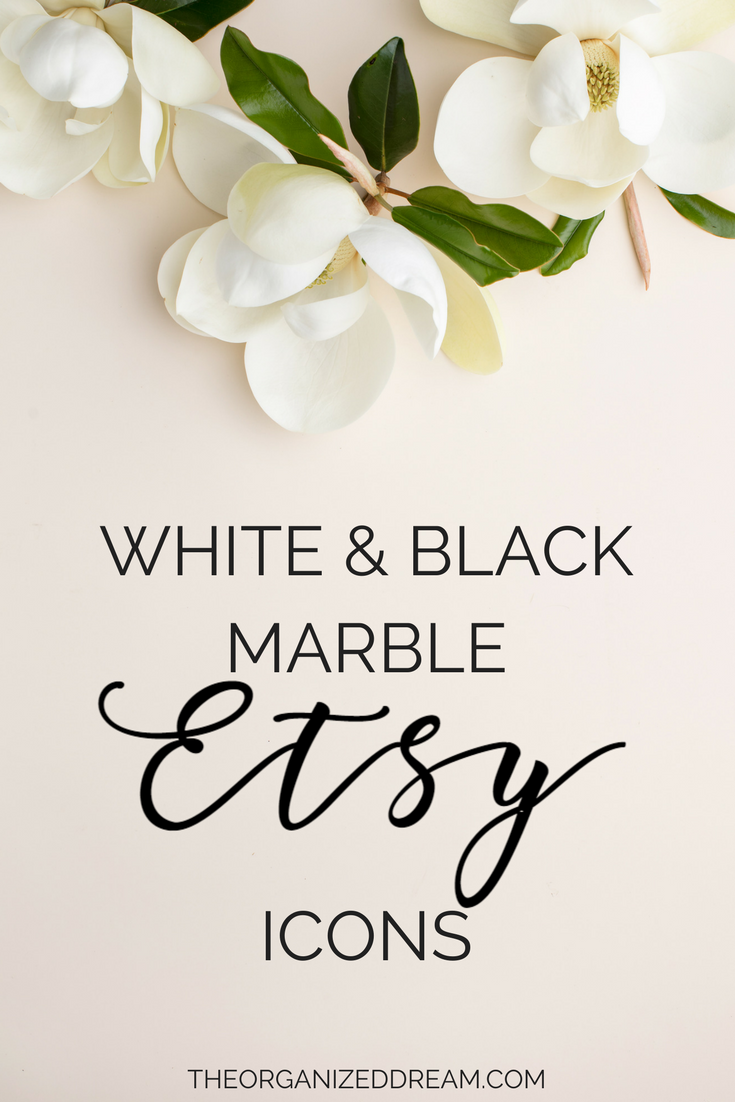 White and Black Marble Etsy Icons The Organized Dream
