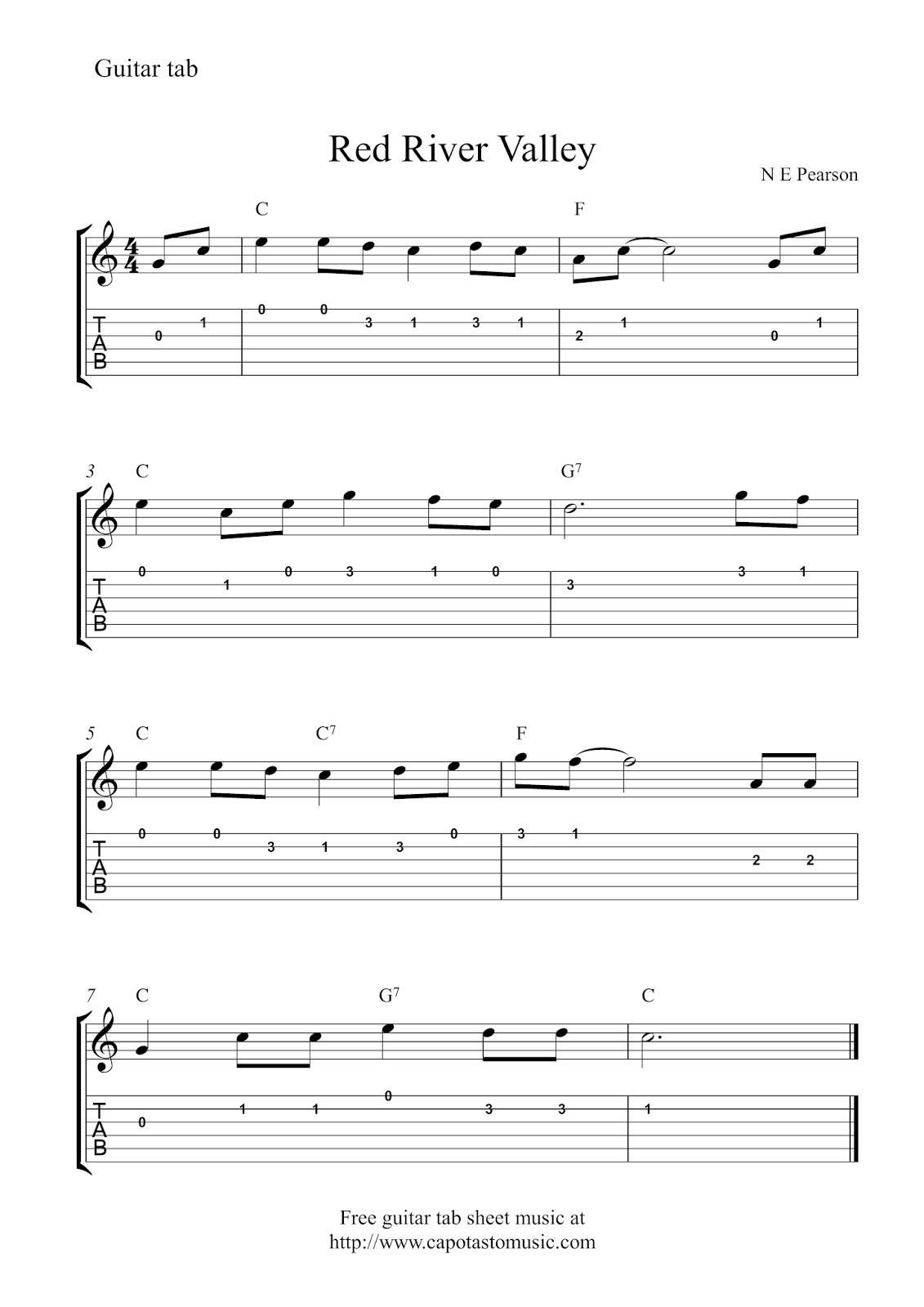 Free Guitar Sheet Music For Popular Songs Printable