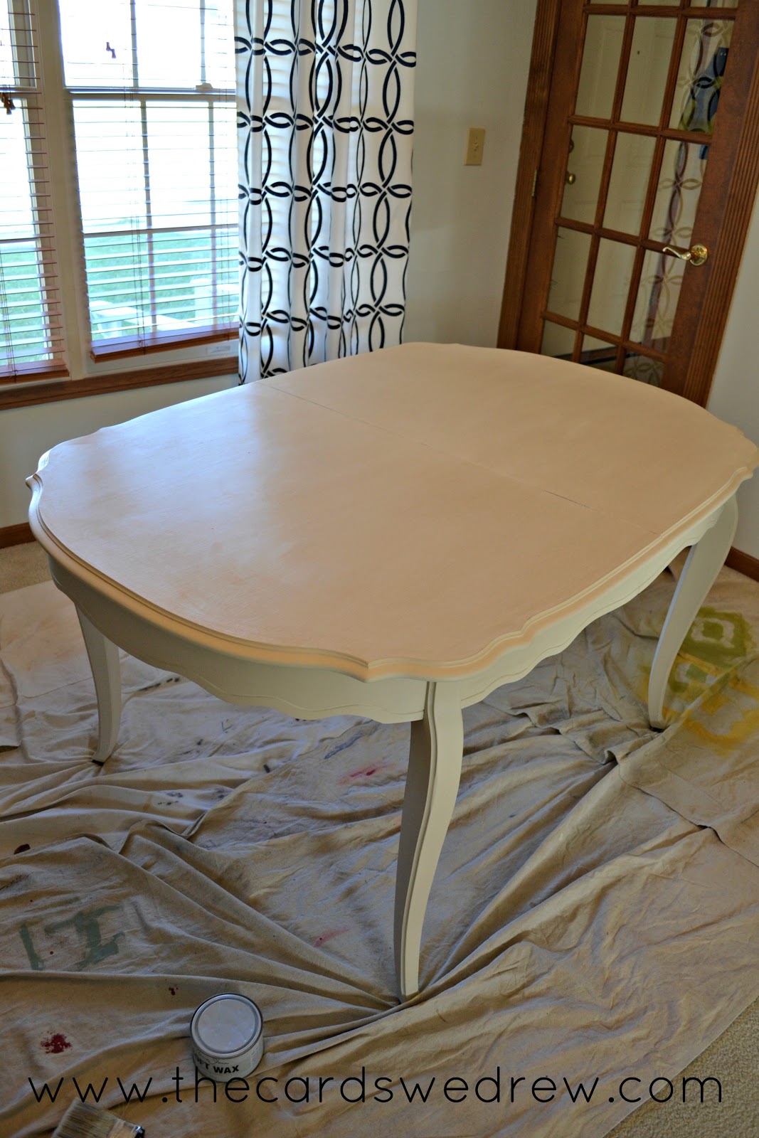 Chalk painted dining table upcycle