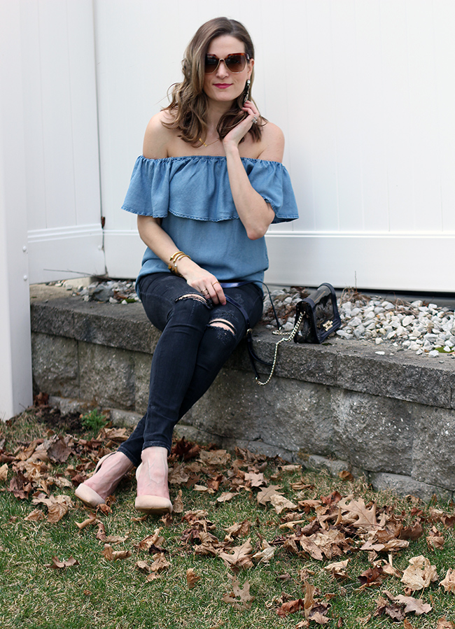 Chambray Off The Shoulder + Link Up | Threads for Thomas