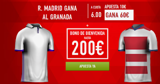 Supercuota 6 sportium Granada vs Real Madrid + 200 euros liga 6 mayo JRVM Supercuota 6 sportium Granada vs Real Madrid + 200 euros liga 6 mayo JRVM