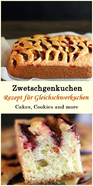 Rezept für Zwetschgenkuchen - Gleichschwerkuchen