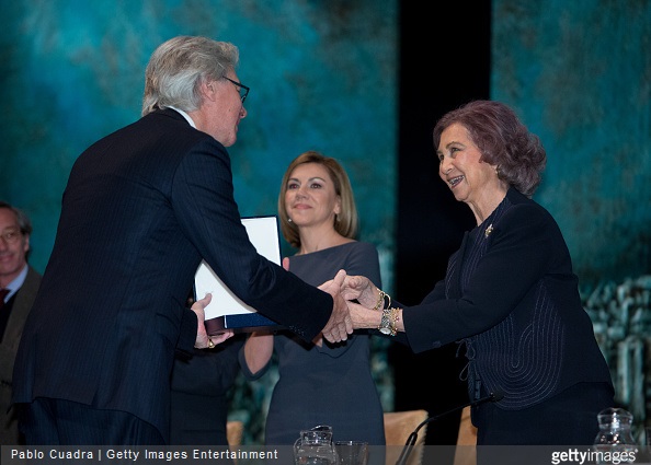 Queen Sofia of Spain attends the awards of the 'Real Fundacion de Toledo' at the 'El Greco' auditorium