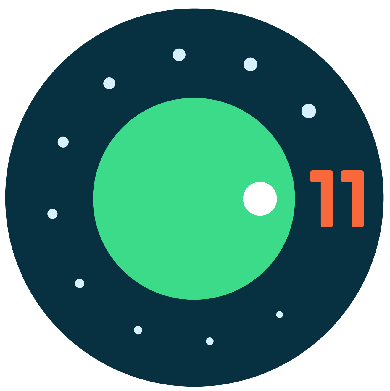 Logotipo de disco de marcado de Android 11